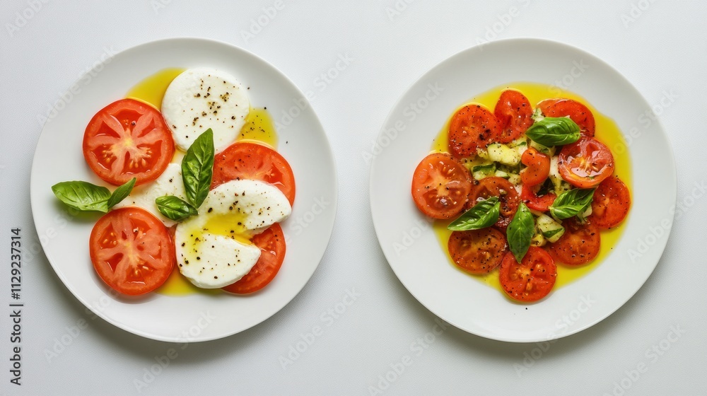 Caprese Salad and Tomato Salad with Basil Caprese Salad and Tomato Salad with Basil