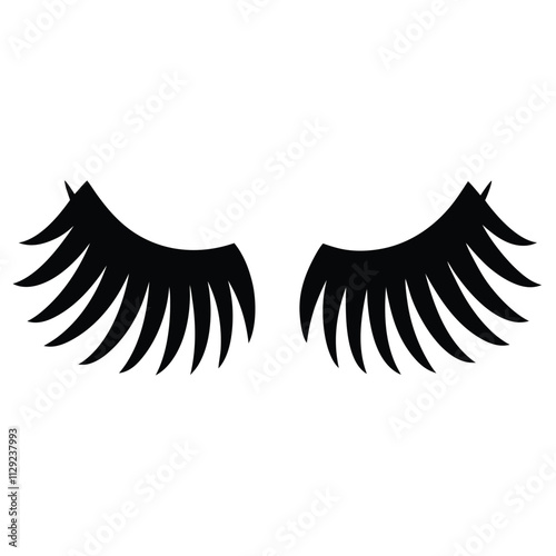 Black silhouette Eyelashes icon set with white background 