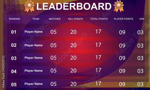 creative game leaderboard with abstract background vector template
