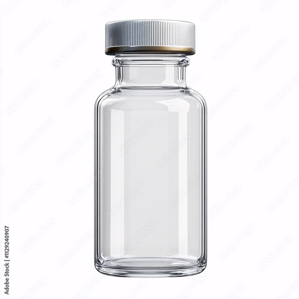 Medicine Bottle of Clear Glass or Plastic Isolated on White Background Medicine Bottle of Clear Glass or Plastic Isolated on White Background