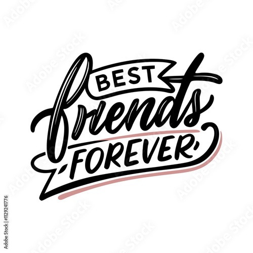 Best friends forever handwritten phrase vector illustration