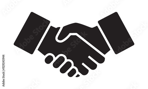 Shake Hands Silhouette Icon in Blue Color, vector illustration isolated on white background