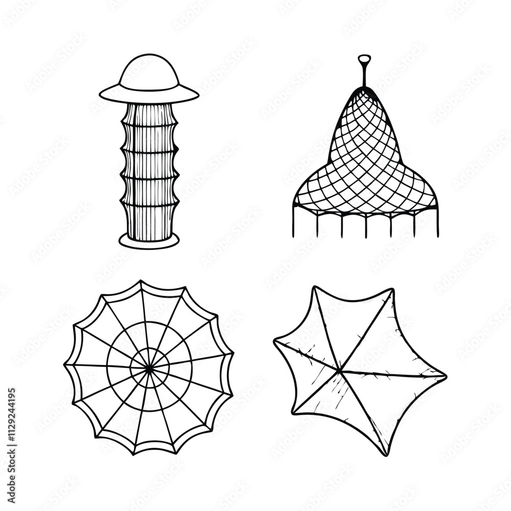 Fototapeta premium fishing net icon, outline vector