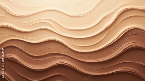 Abstract wave pattern in mocha mousse tones with flowing curved lines