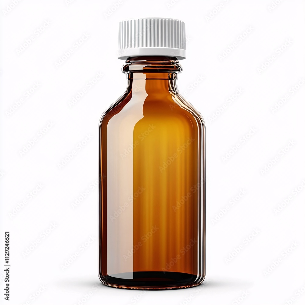 Front View of Amber Glass Medical Spray Bottle Isolated on White Front View of Amber Glass Medical Spray Bottle Isolated on White