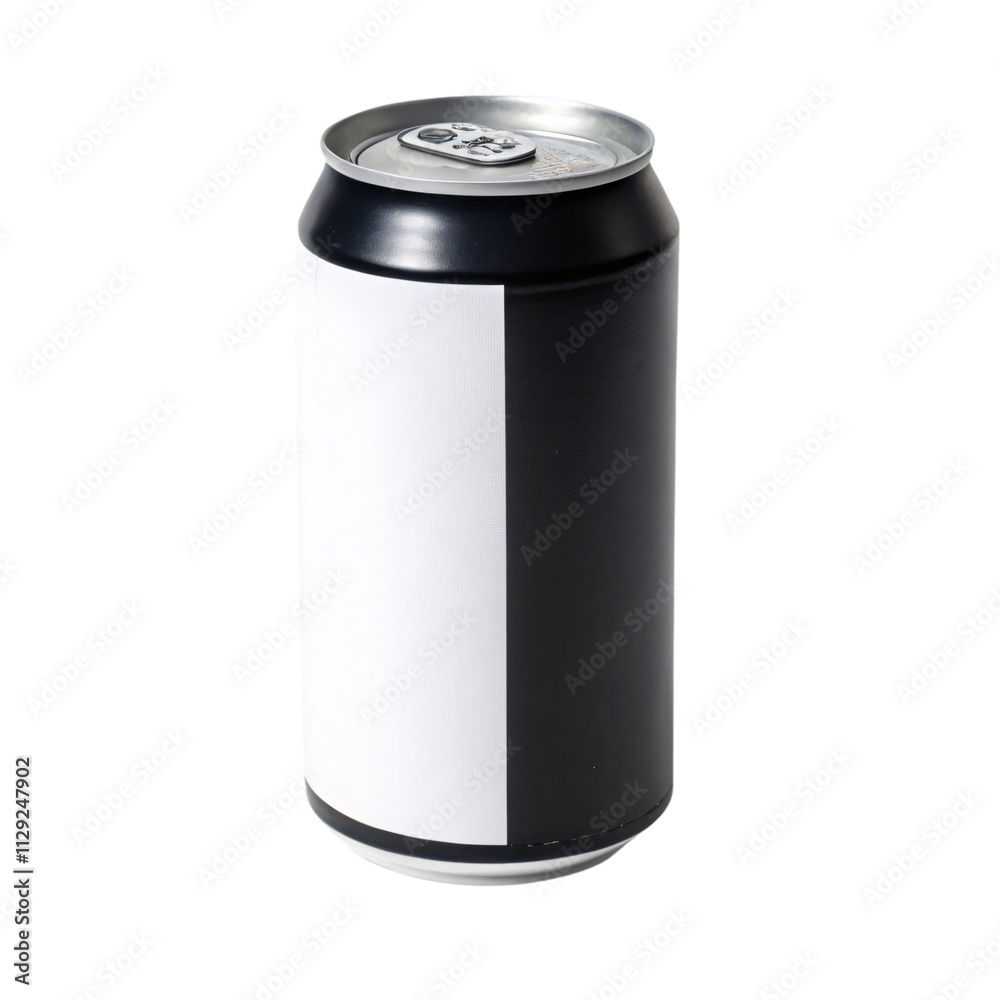 A soda can featuring bold, vertical black-and-white stripes for a contemporary and visually striking design, isolated on a transparent background A soda can featuring bold, vertical black-and-white stripes for a contemporary and visually striking design, isolated on a transparent background
