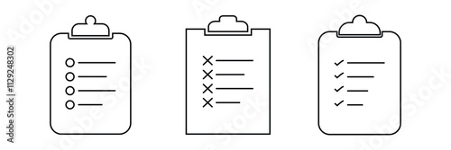 Clipboard check icon Simple thin outline