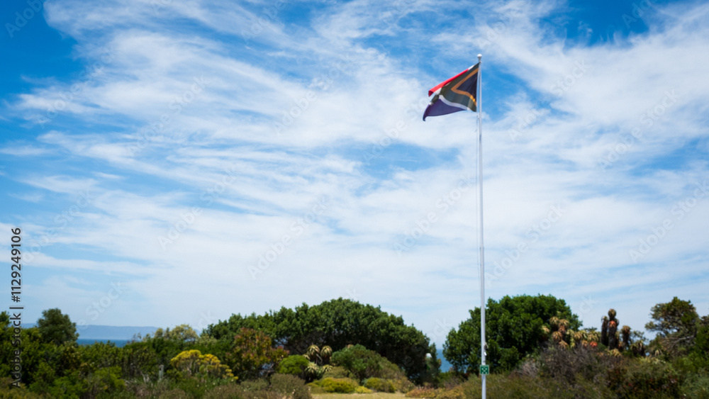 Fototapeta premium flag of south africa in the wind