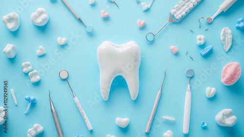 Dental-themed image with elements around the edges