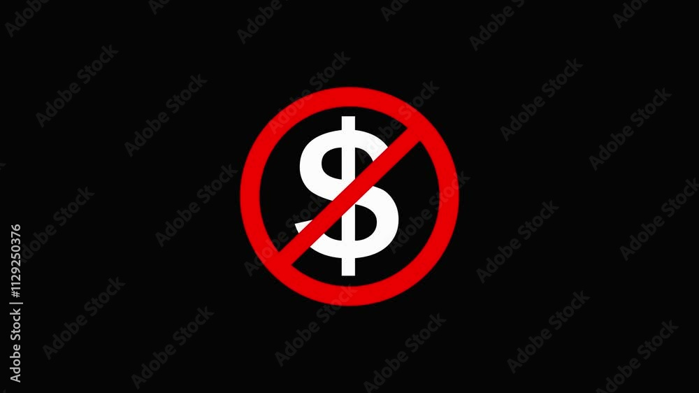 Dollar payment or resive prohibition animation . dollar icon prohibition symbol showing animation with black background. Dollar payment or resive prohibition animation . dollar icon prohibition symbol showing animation with black background.