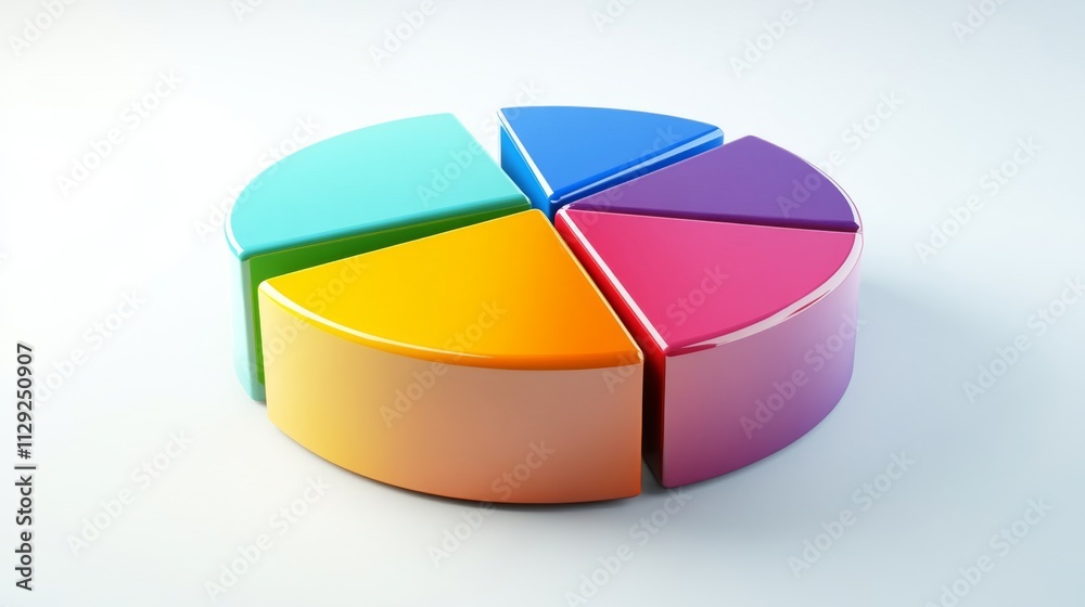 Obraz premium Colorful Graphic Representation of Pie Chart Sections on White Background