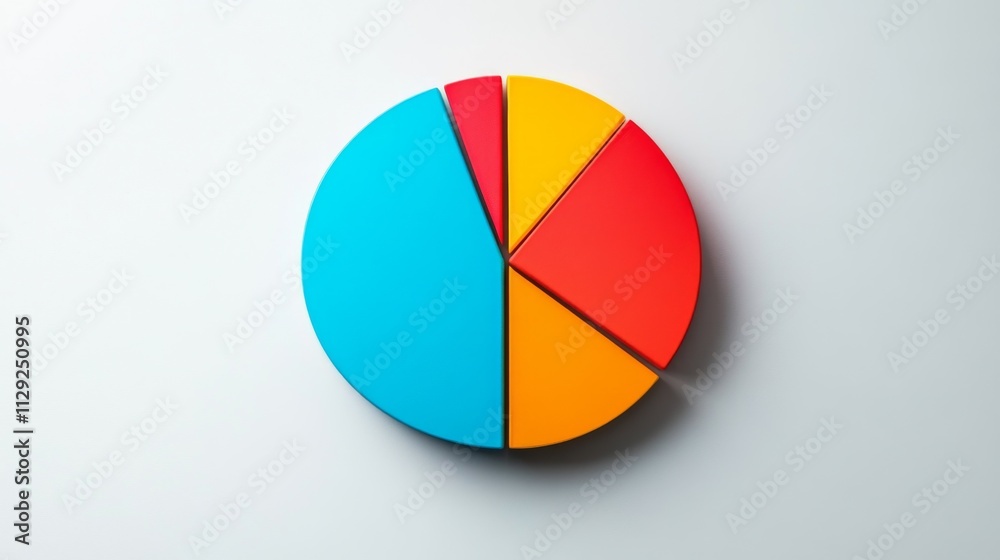 Colorful Pie Chart with Divided Segments on Light Background