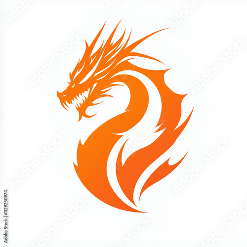 Mythical orange dragon logo vector illustration