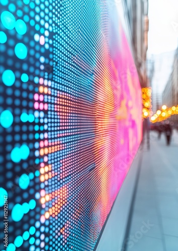 Holiday-Themed Stock Market Display with Abstract Cityscape photo