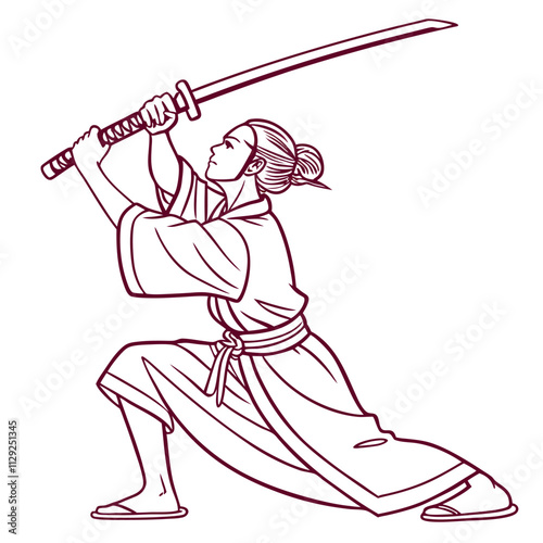 Pencak Silat Sword Stance T-Shirt - Traditional Asian Martial Art Vector Illustration