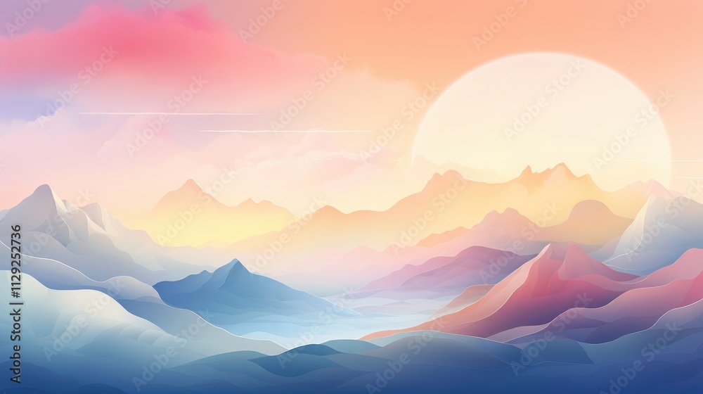 Serene Pastel Mountainscape Sunrise Landscape Serene Pastel Mountainscape Sunrise Landscape