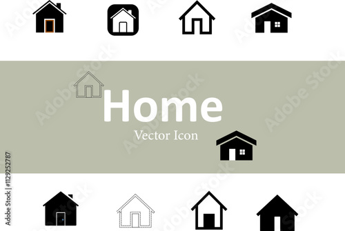 Home icon set with 6 different negative space designs. Featuring minimalist home icons, ideal for representing real estate, property listings, housing, and construction themes.
