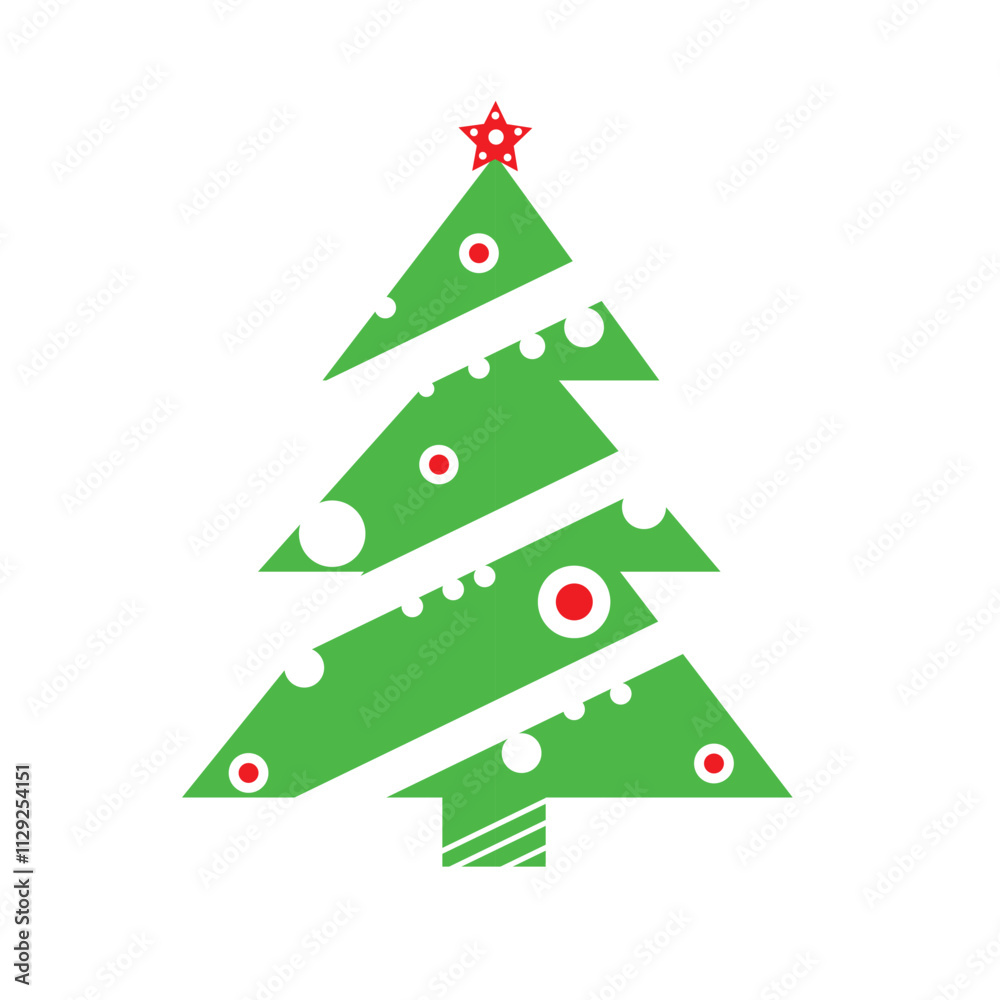 The abstract Christmas tree with white and red bulb decorations, crafted in vector illustration style. The abstract Christmas tree with white and red bulb decorations, crafted in vector illustration style.