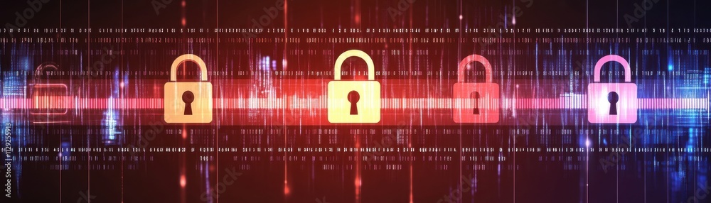 Digital locks symbolizing cybersecurity and data protection in a modern network. Digital locks symbolizing cybersecurity and data protection in a modern network.