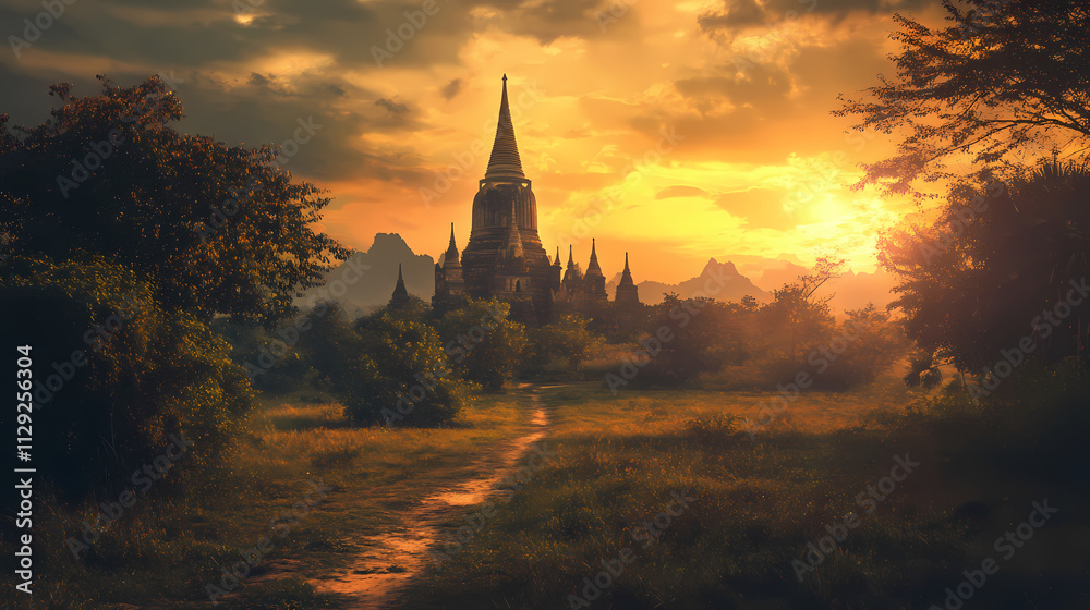 Fototapeta premium Temple si sanphet. Basilica. Illustration