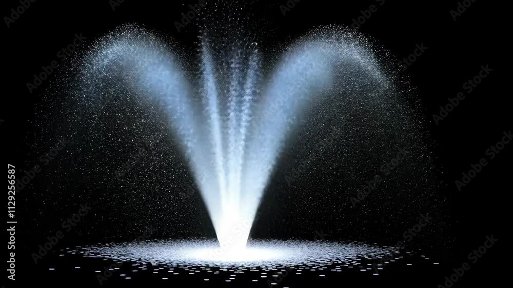 Dynamic water fountain display creating a mesmerizing pattern against a dark background at an evening event