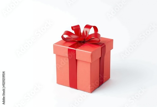 Red Gift Box with Red Ribbon Present Surprise Holiday