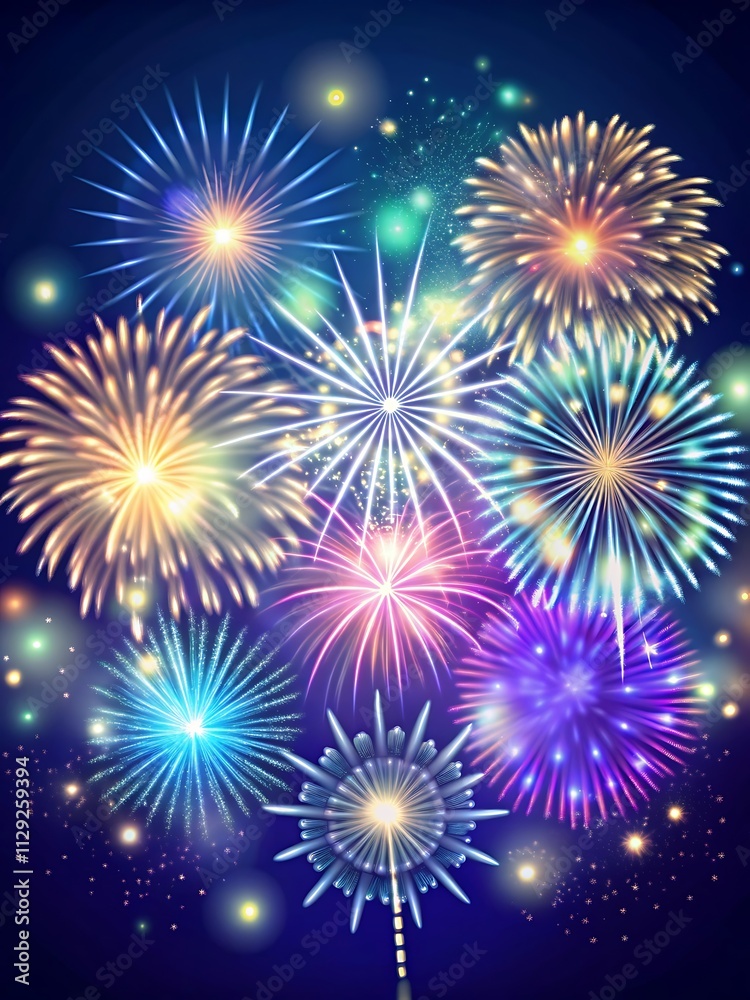 Fototapeta premium Fireworks background. New year celebration concept.