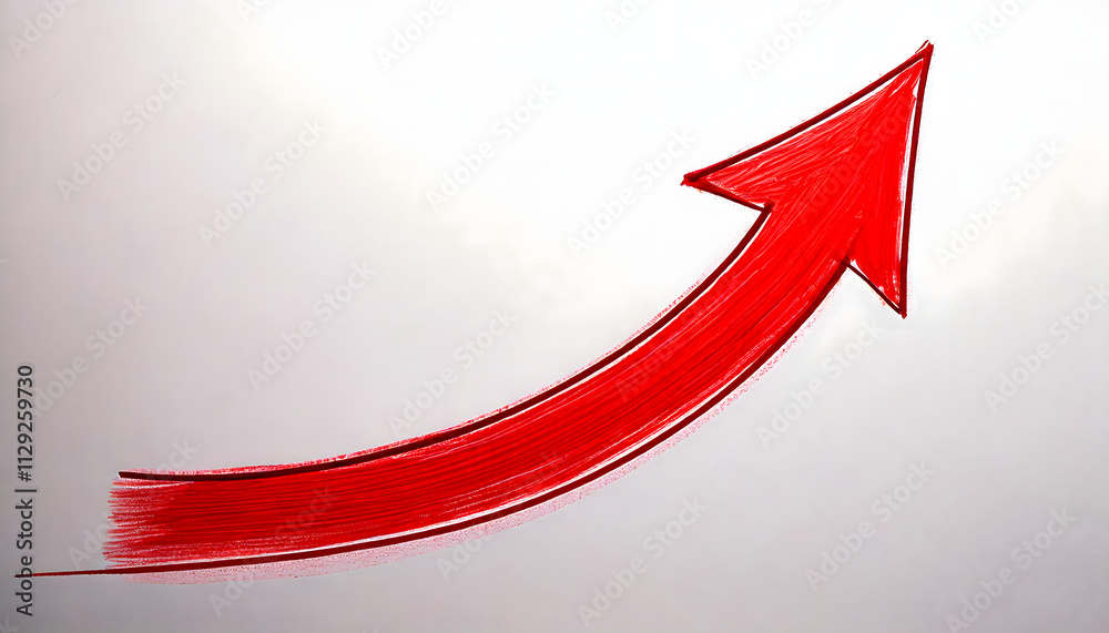 A hand-drawn red arrow soaring upwards symbolizes growth, ambition, and the pursuit of success. A hand-drawn red arrow soaring upwards symbolizes growth, ambition, and the pursuit of success.