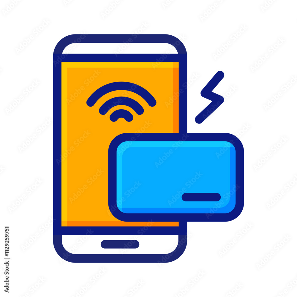 Credit card mobile payment symbol, color and outline icon Credit card mobile payment symbol, color and outline icon