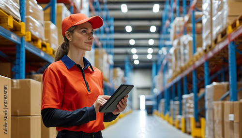 Logistics, boxes and man in warehouse with tablet for inspection, delivery and supply chain distribution. Shipping, package and courier on digital app for checklist, inventory management or ecommerce.