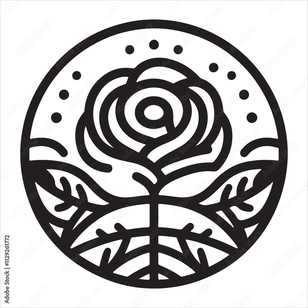 Rose mandala silhouette pattern on a white backdrop Illustrator Rose mandala silhouette pattern on a white backdrop Illustrator