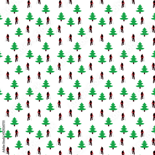  Hikers and trees repeating pattern