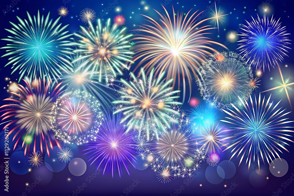 Fireworks background. New year celebration concept.
