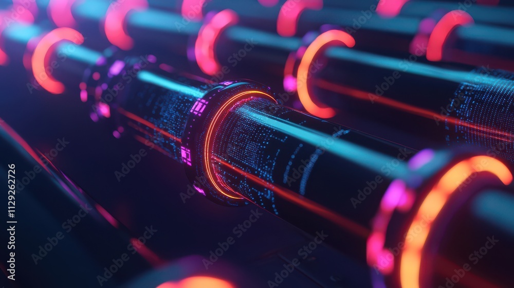 Glowing pathways in futuristic pipeline design Glowing pathways in futuristic pipeline design