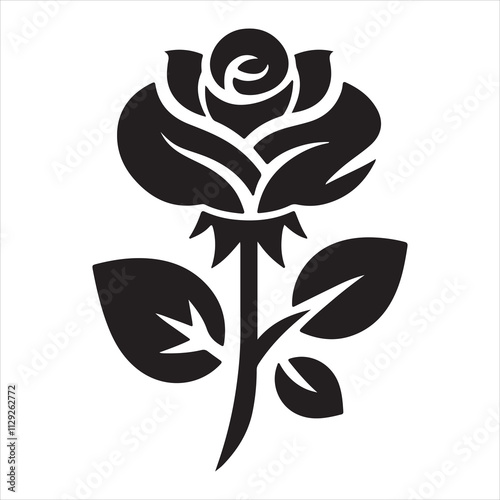 Rose silhouette with a flat design