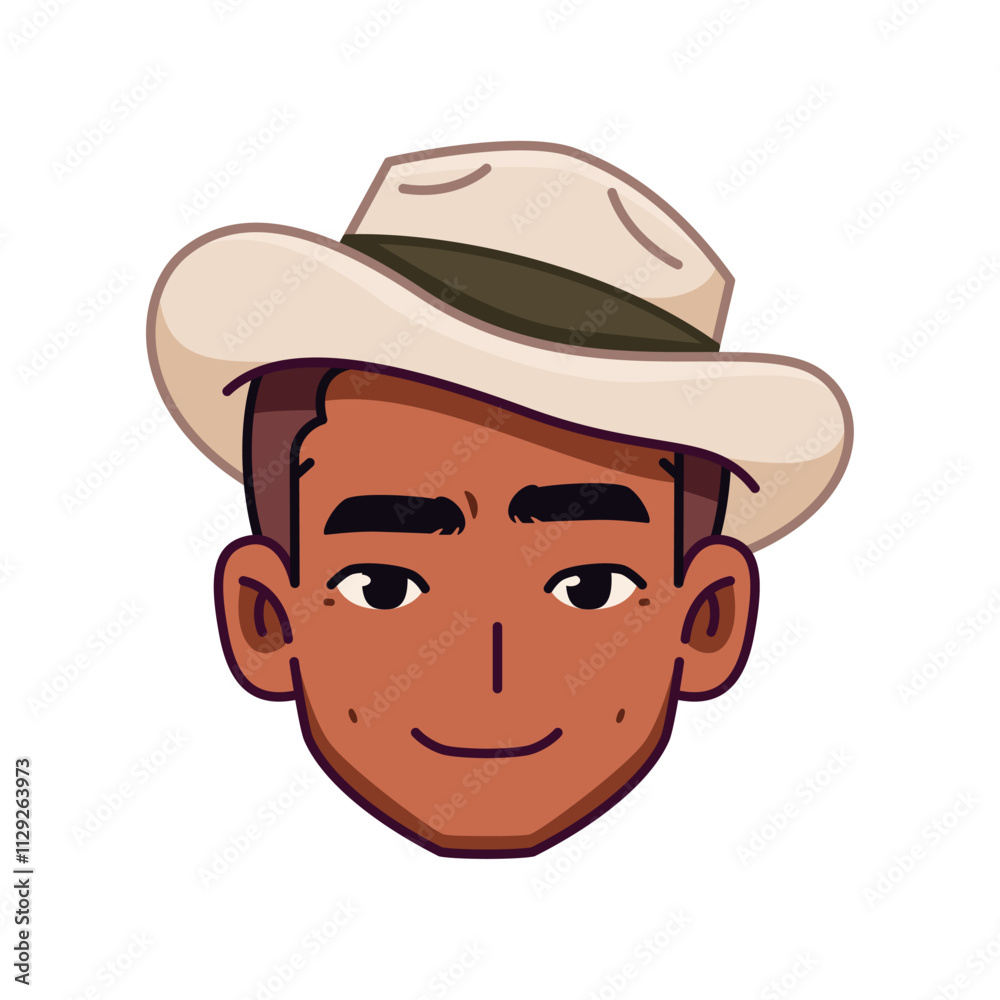 Vector Young Smiling Black Man Avatar Hat Cartoon Illustration Isolated Vector Young Smiling Black Man Avatar Hat Cartoon Illustration Isolated