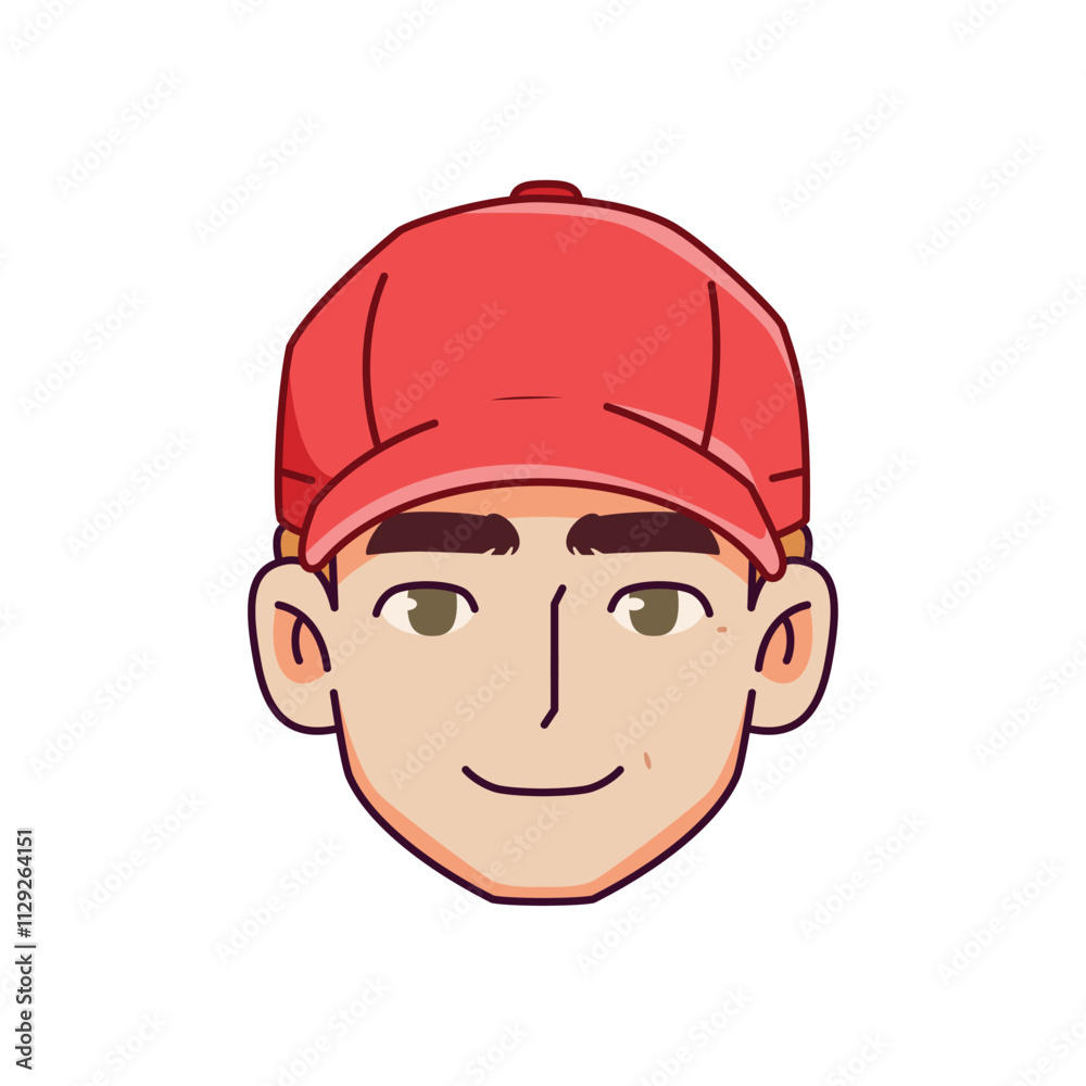 Vector Young Smiling Man Avatar Cap Cartoon Illustration Isolated Vector Young Smiling Man Avatar Cap Cartoon Illustration Isolated