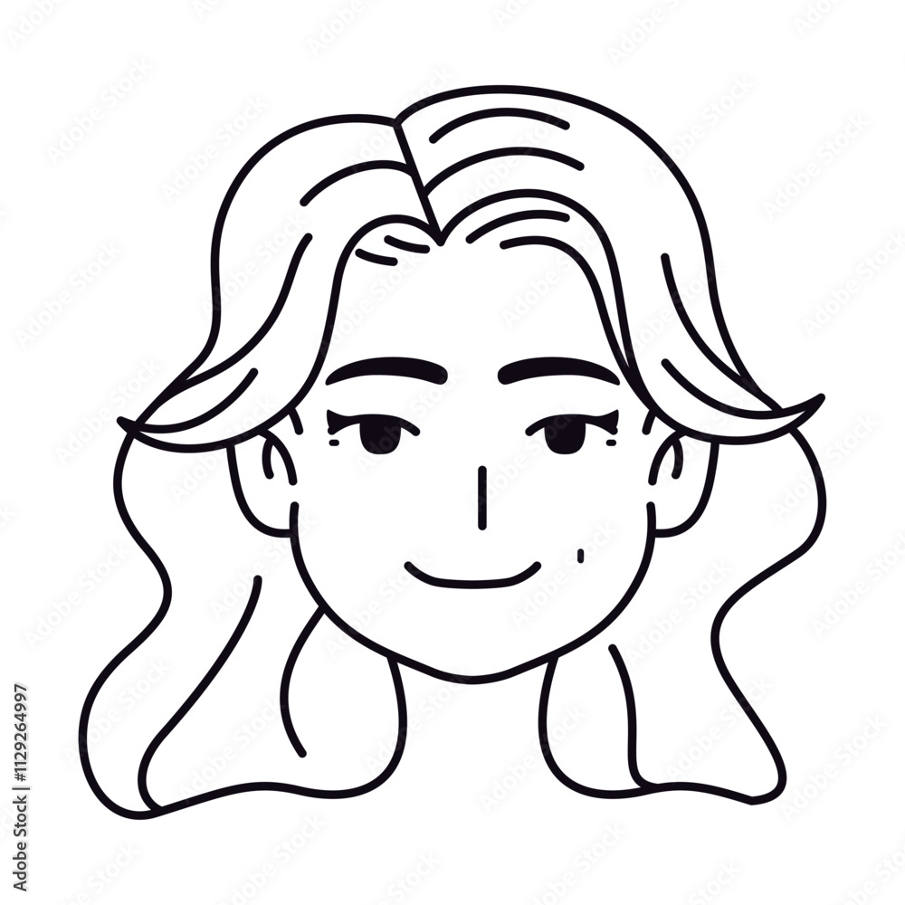 Vector Young Smiling Black Woman Avatar Cartoon Illustration Isolated