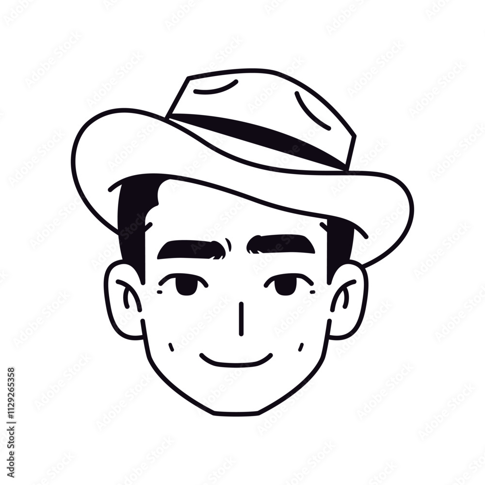 Vector Young Smiling Black Man Avatar Hat Cartoon Illustration Isolated Vector Young Smiling Black Man Avatar Hat Cartoon Illustration Isolated