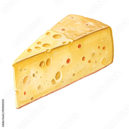 A piece of cheese with green leaves on it photo