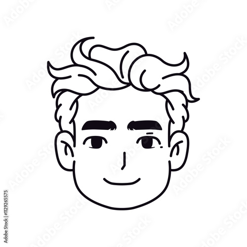 Vector Young Smiling Man Avatar Cartoon Illustration Isolated