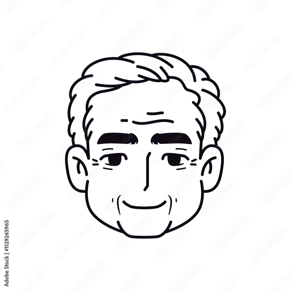 Vector Old Smiling Man Avatar Cartoon Illustration Isolated Vector Old Smiling Man Avatar Cartoon Illustration Isolated