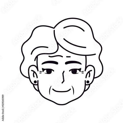 Vector Old Smiling Woman Avatar Cartoon Illustration Isolated