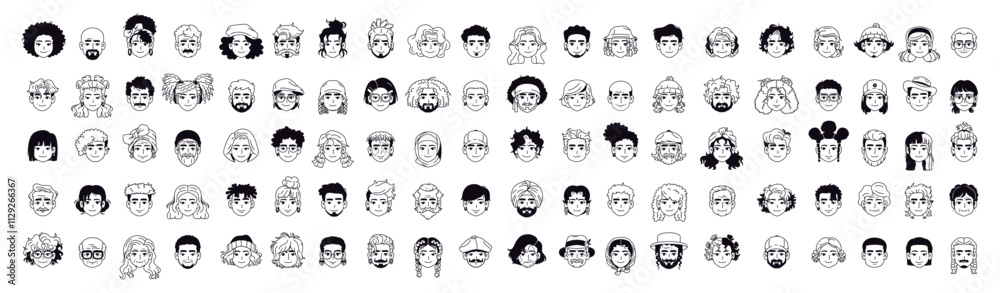 Vector Different People Avatar Cartoon Icons Set Illustration Isolated Vector Different People Avatar Cartoon Icons Set Illustration Isolated