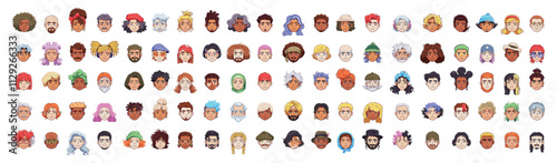 Vector Different People Avatar Cartoon Icons Set Illustration Isolated