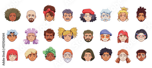 Vector Different People Avatar Cartoon Icons Set Illustration Isolated