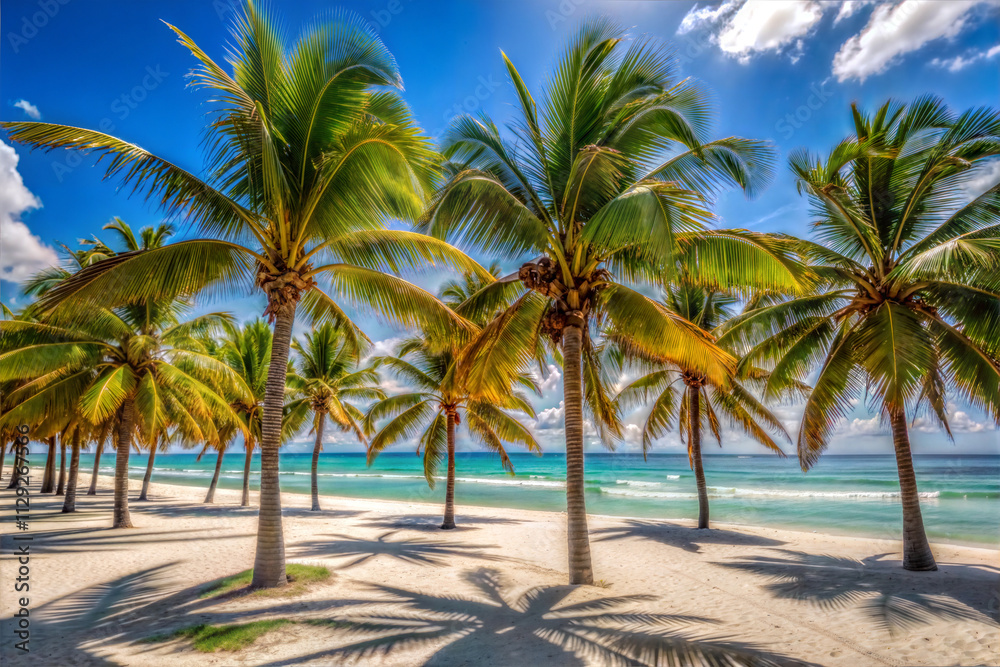 Palmeras en Verano en una Playa de México Escenario Tropical Perfecto para Vacaciones Palmeras en Verano en una Playa de México Escenario Tropical Perfecto para Vacaciones