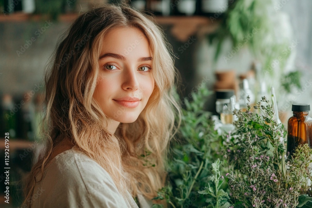 Fototapeta premium Gentle moments of nature’s beauty in a serene herbal shop