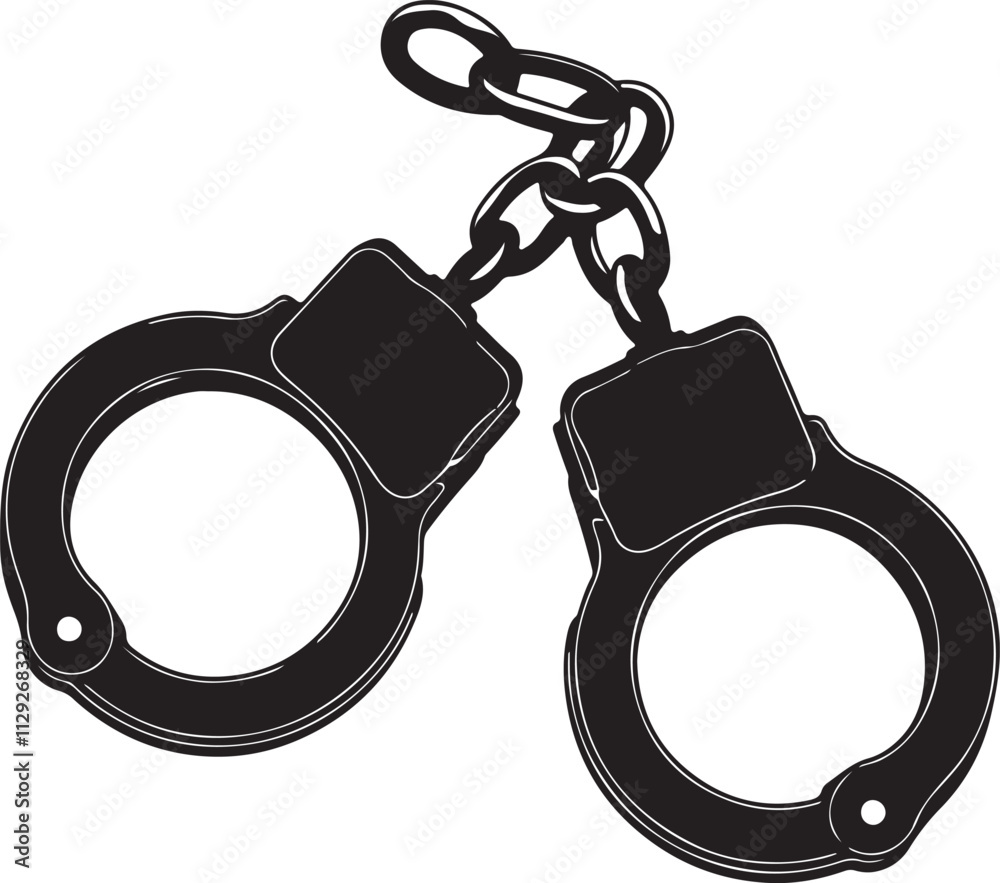 handcuffs and key and High angle shot of metal handcuffs isolated silhouette art of illustration handcuffs and key and High angle shot of metal handcuffs isolated silhouette art of illustration