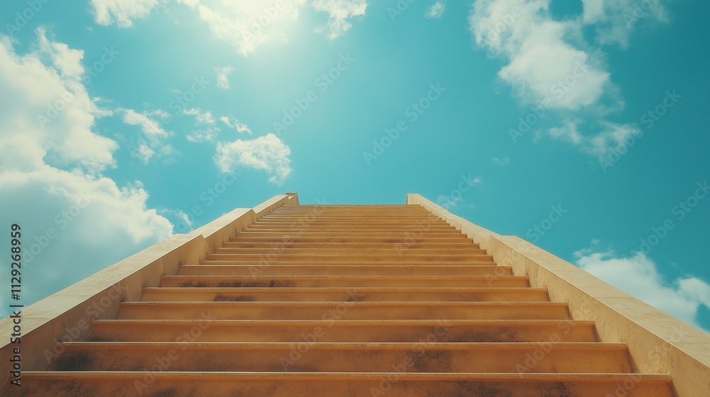 golden staircase ascending into a bright sky, with each step marked as a milestone, symbolizing career growth and success golden staircase ascending into a bright sky, with each step marked as a milestone, symbolizing career growth and success